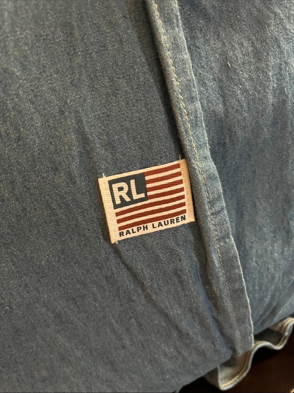 Ralph Lauren Denim-Blue Ruffled Square Pillow